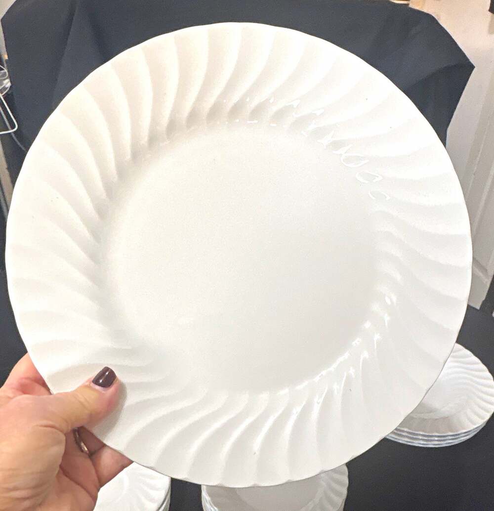 1 -Johnson Brothers Regency White Ceramic Dinner Plate Swirl Rim Dinner Plate